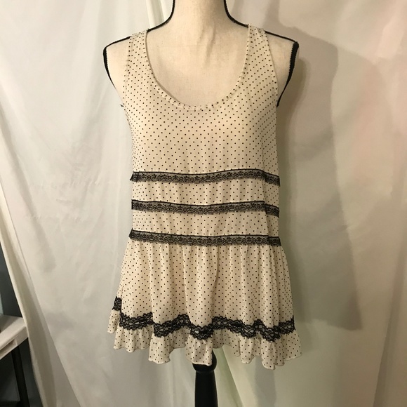 Monteau Sheer Racerback Blouse, Dots, Lace - Picture 1 of 4